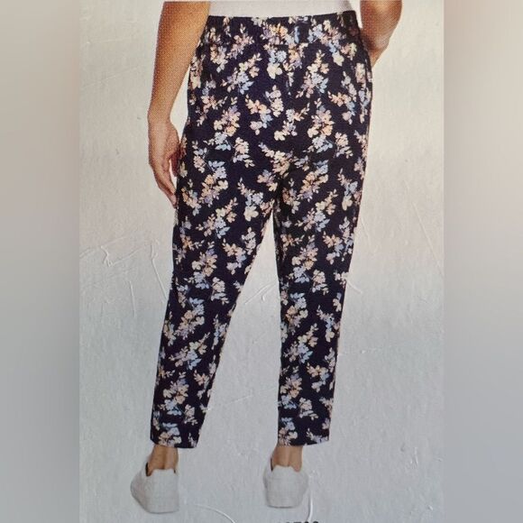 JESSICA SIMPSON Soft Pull-On Floral Pant Pockets Blue Size XXL Elastic Waist - Picture 1 of 13